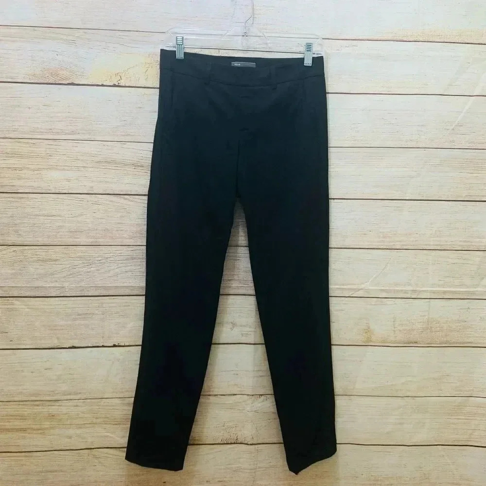 Vince Wool Blend Slim Straight Leg Dress Pants Black Career Trouser